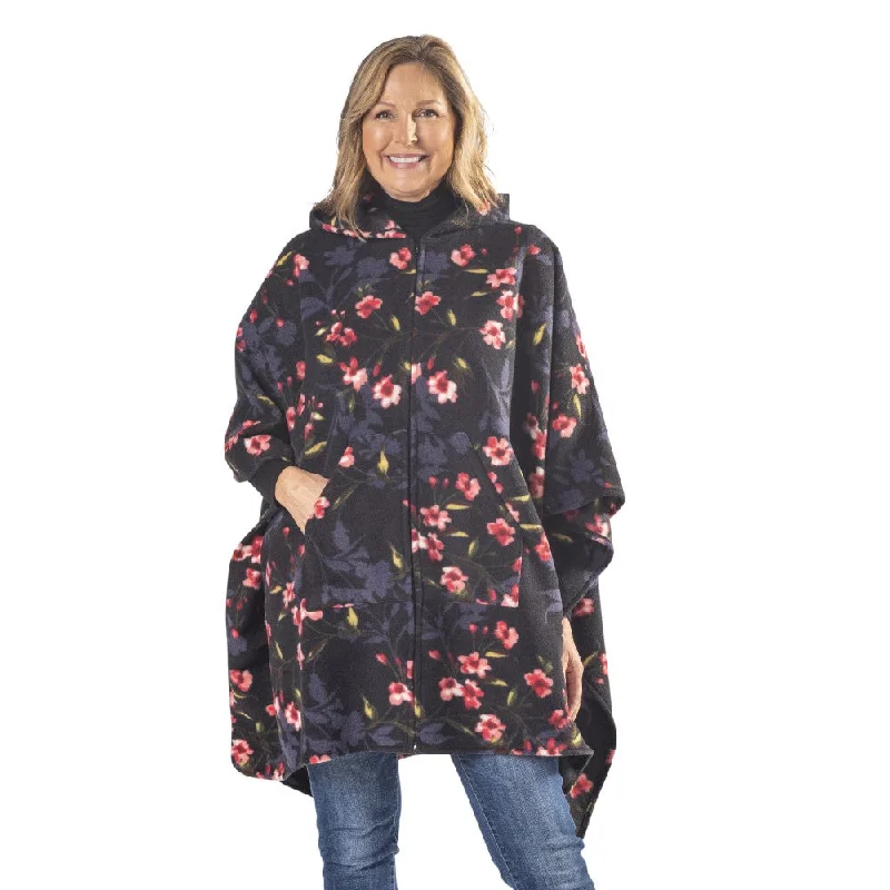 ladies' insulated ski jacket -Flora Hooded Full Zip Fleece Poncho