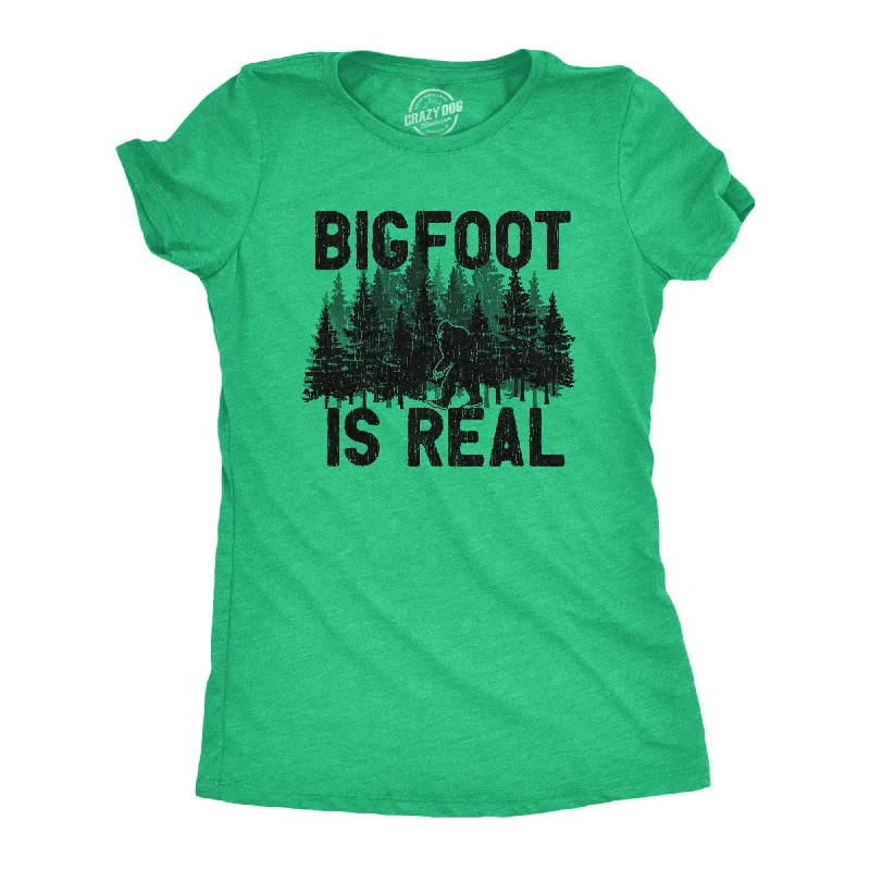 trendy velvet crop top for ladies -Bigfoot Is Real Women's T Shirt