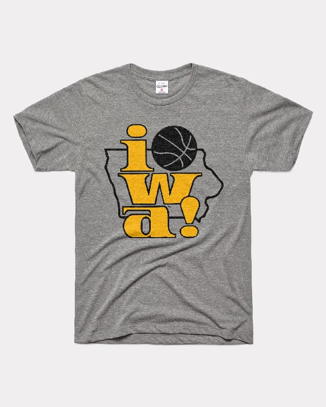 stylish cutout shoulder top for women -Iowa! Basketball University of Iowa Grey T-Shirt