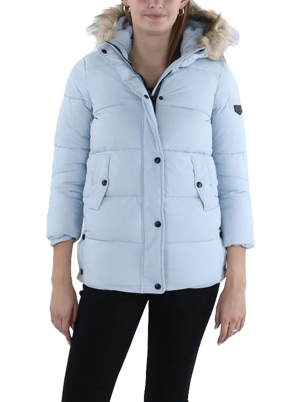 ladies' puffer jacket -Womens Quilted Cold Weather Puffer Jacket