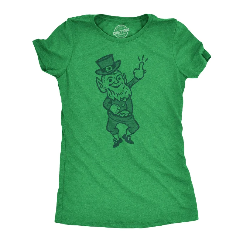 casual relaxed-fit blouse for women -Leprechaun Middle Finger Women's T Shirt