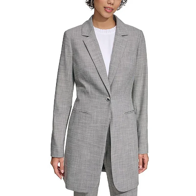 versatile trench coat for ladies -Calvin Klein Womens Woven Pattern One-Button Blazer