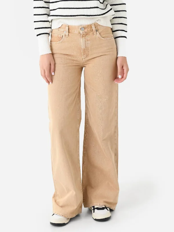 classic dark bootcut jeans for ladies -Loli Mid Rise Baggy Jean In Seychelles