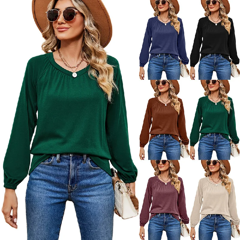 stylish surplice wrap top for women -Women's Fashion Casual Loose Pullover