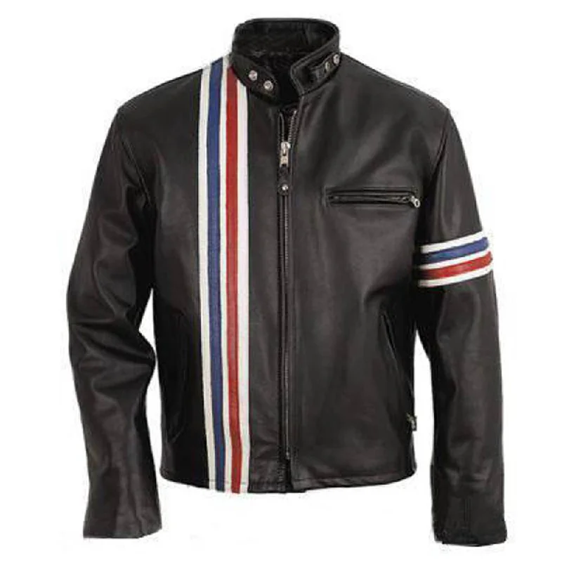 women's winter coat -Slim Fit Easy Rider USA Flag Jacket