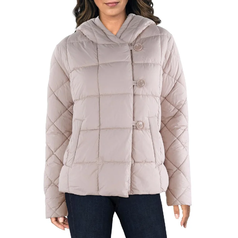 casual linen jacket for women -Womens Quilted Hooded Puffer Jacket