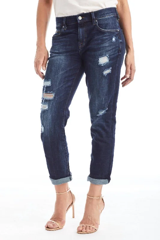 women's ripped boyfriend jeans -Ashton Cropped Jean In Stonefield