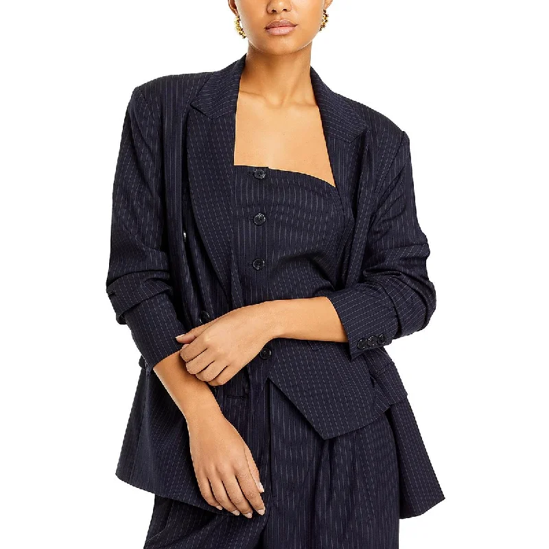 cozy oversized wrap coat for women -WAYF Womens Vesper Pinstripe Suit Separate Double-Breasted Blazer