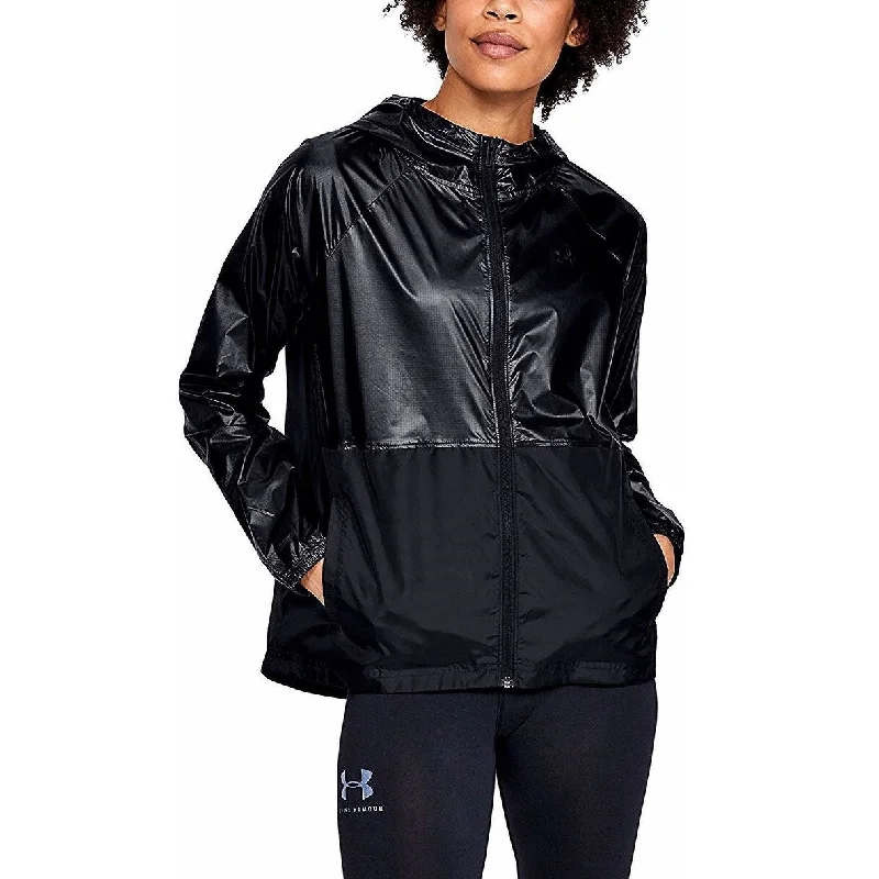 ladies' fur-lined jacket -Under Armour Women's Ua Storm Metallic Hooded Jacket Black Size X-Small