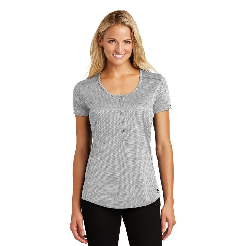 soft waffle-knit top for ladies -OGIO Women's Rogue Grey/White Orbit Henley