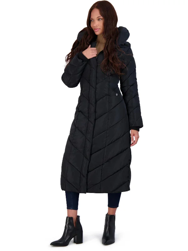 casual oversized shacket for women -Womens Fleece Lined Quilted Maxi Coat