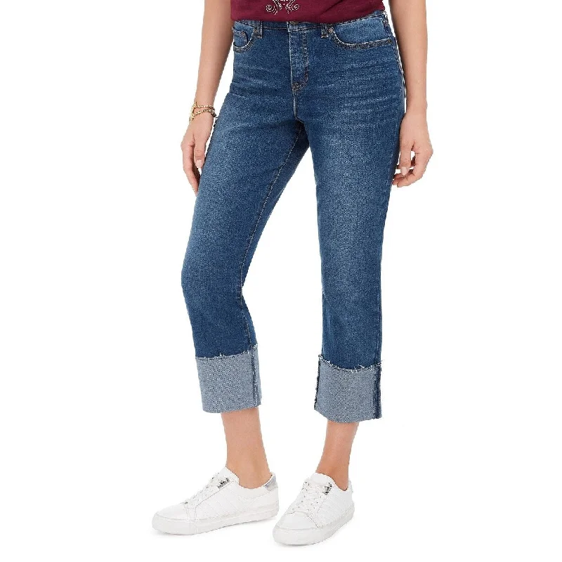 women's slouchy vintage-style jeans -Style & Co High-Rise Crop Straight-Leg Jeans Blue Size 4