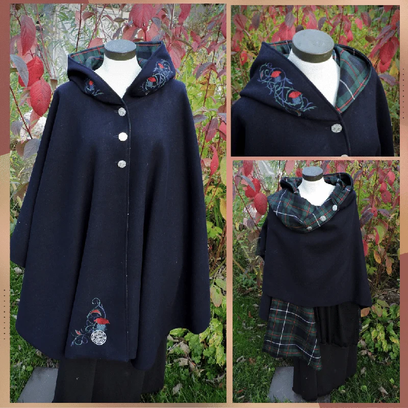 sustainable eco-friendly coat for women -Reversible Bespoke Cape~With embroidery