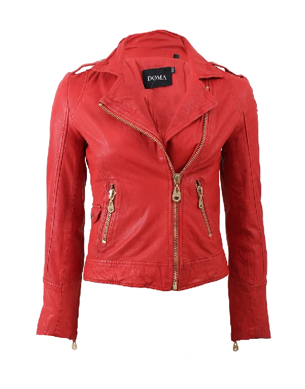 ladies' soft knit cardigan coat -Leather Moto Jacket