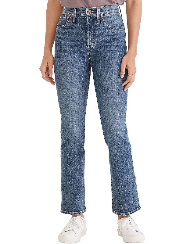 loose straight-leg denim jeans for women -Cali Womens High Rise Cropped Bootcut Jeans