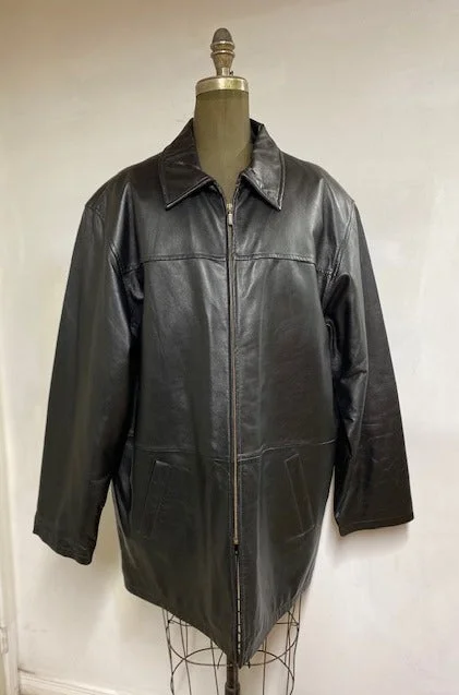 women's asymmetrical zip jacket -Men's Leather Car Coat- Style #AB105ZC