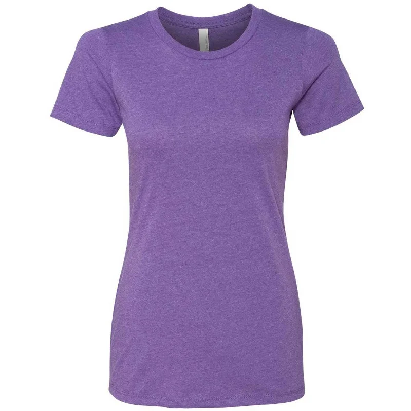 stylish cutout shoulder top for women -Next Level Women's Purple Rush CVC Crew Tee