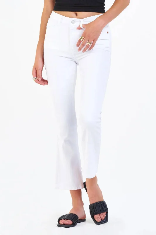 women's distressed loose fit jeans -Jeanne Jeans In Optic White