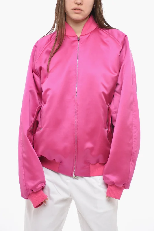 women's cropped bomber jacket -The Andamane Satin LUPE Bomber Jacket