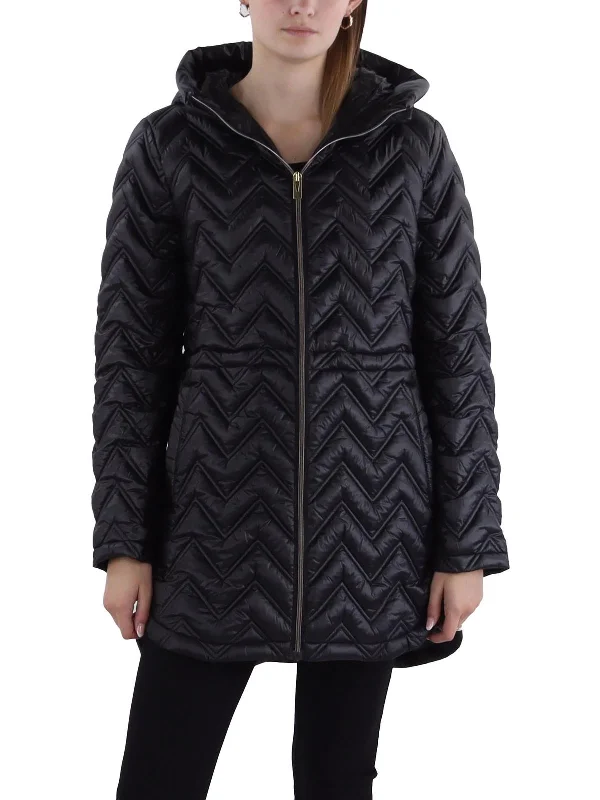 women's faux fur coat -Womens Hooded Cold Weather Quilted Coat