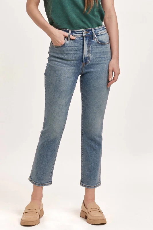 women's wide-leg denim trousers -Frankie Straight Jeans In Antique Wash