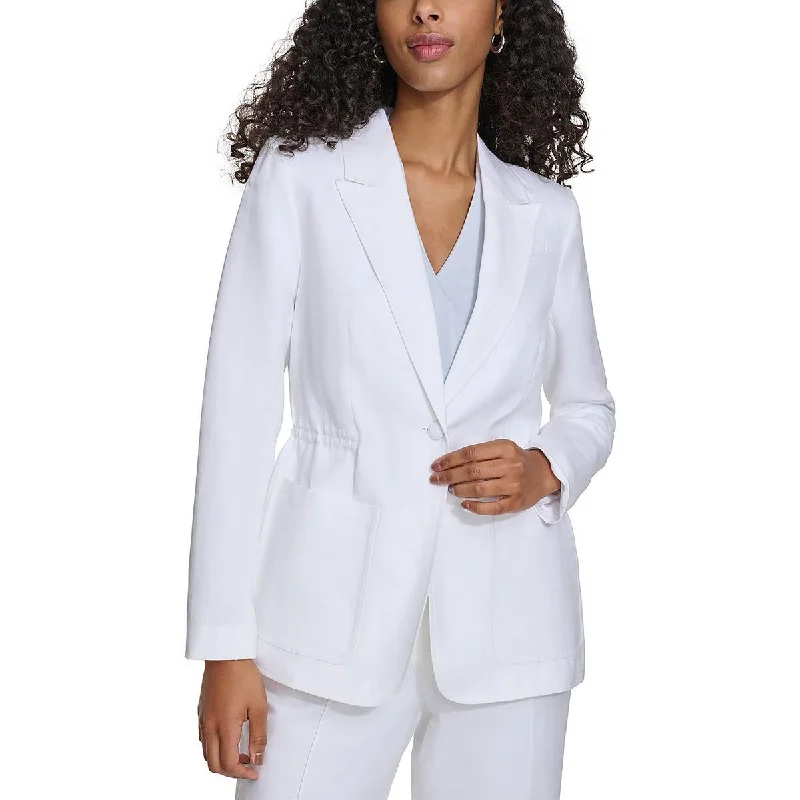 women's oversized corduroy jacket -Calvin Klein Womens Plus Linen Suit Separate One-Button Blazer