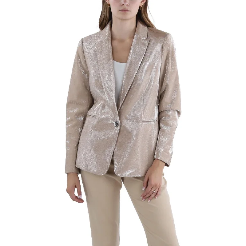 women's travel-friendly jacket -Tahari ASL Womens Textured Special Occasion One-Button Blazer