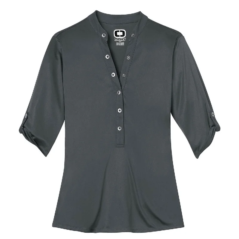 casual relaxed-fit blouse for women -OGIO Women's Diesel Grey Crush Henley