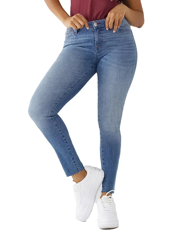 women's ultra-soft jegging jeans -Jennie Curvy Womens Mid-Rise Medium Wash Skinny Jeans