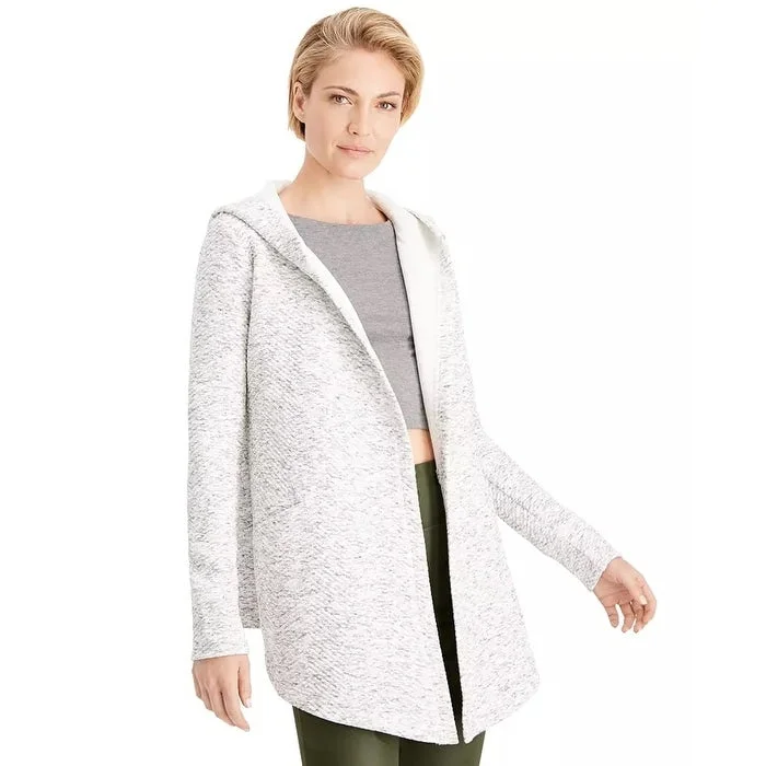 cropped wool blazer for women -Ideology Women's Quilted Hooded Wrap White Size Extra Large - X-Large