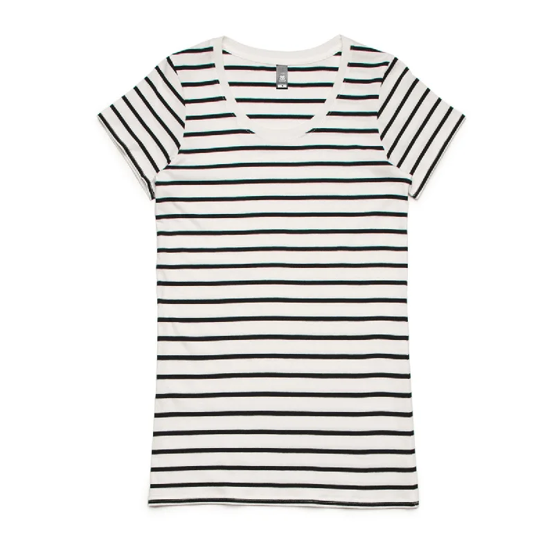 trendy puff sleeve crop top for ladies -AS Colour Women's Natural/Black Loop Stripe Tee