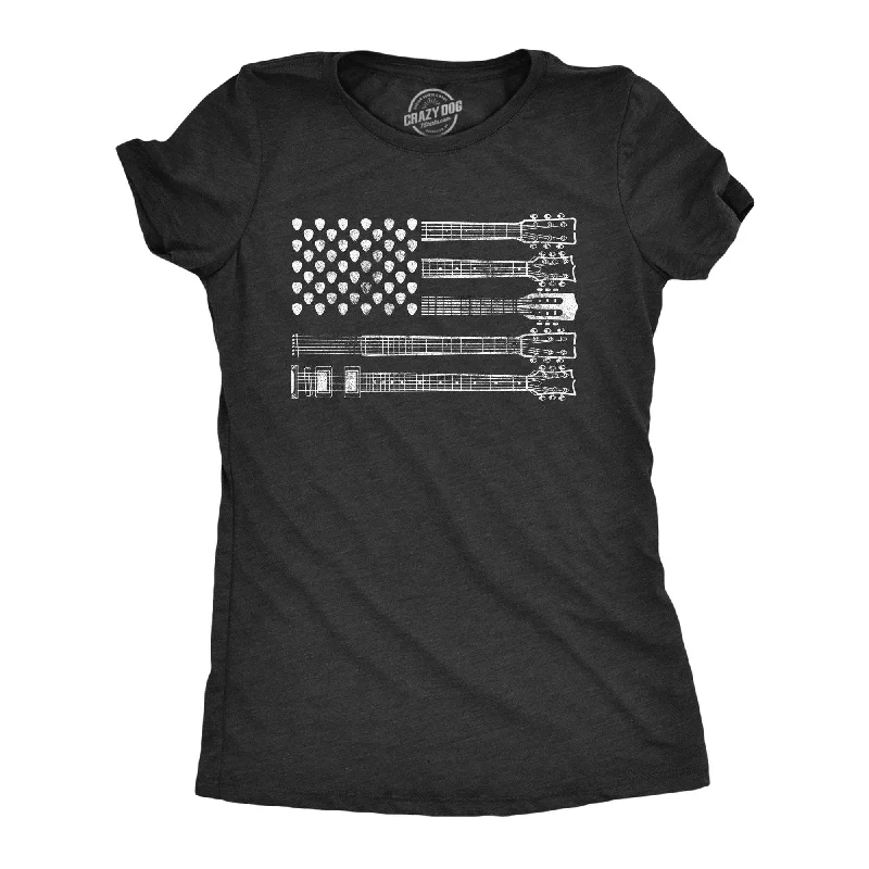 fashionable twisted hem top for women -Guitar Flag Women's T Shirt