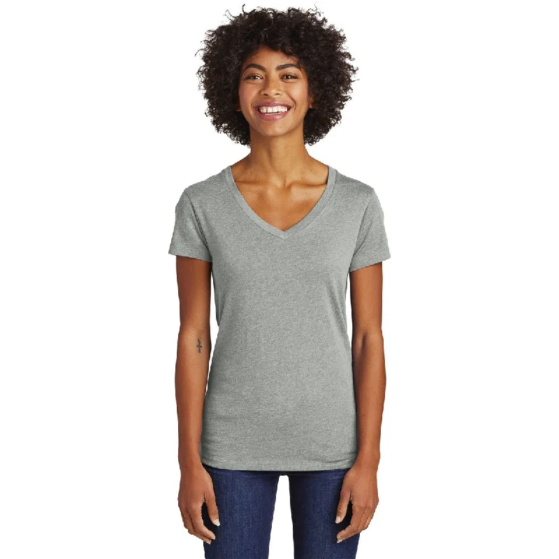 ladies' short sleeve top -Alternative Women's Heather Grey Runaway Blended Jersey V-Neck Tee