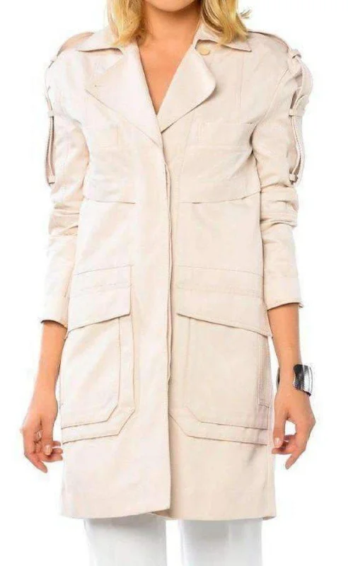 stylish women's blazer -Long Cotton Blend Coat