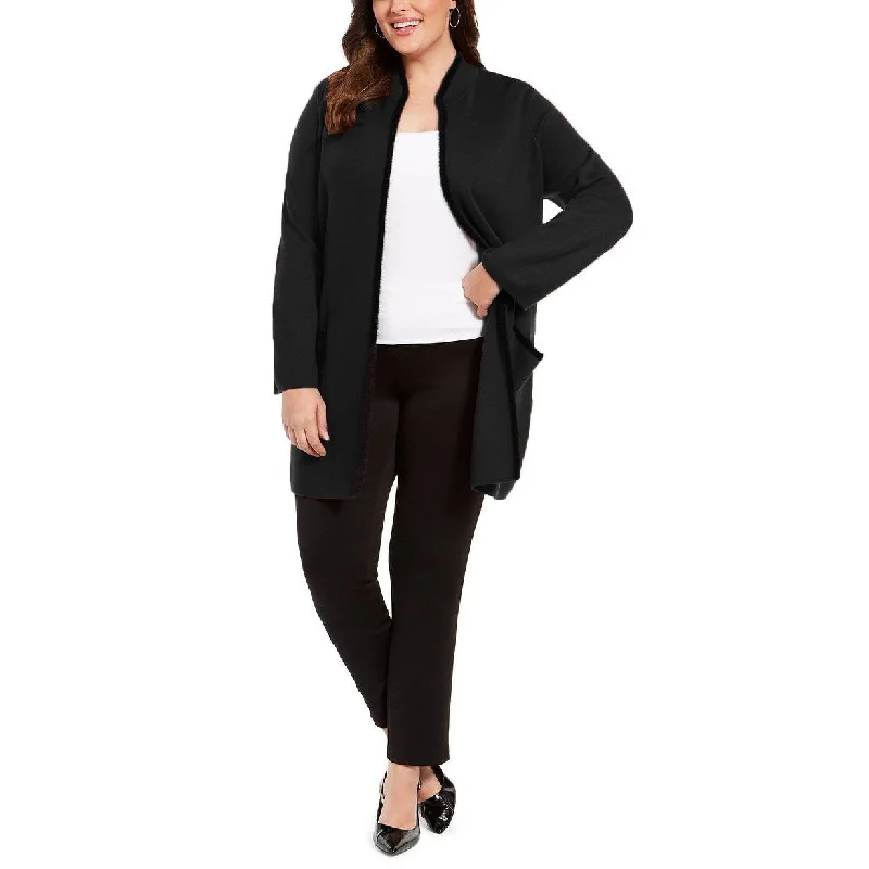 sustainable eco-friendly coat for women -Alfani Women's Plus Size Sweater Jacket Black Size OX - 0X