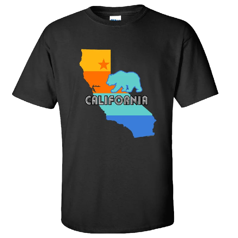 chic asymmetrical top for women -California Bear State Stripes Asst Colors T-shirt/tee