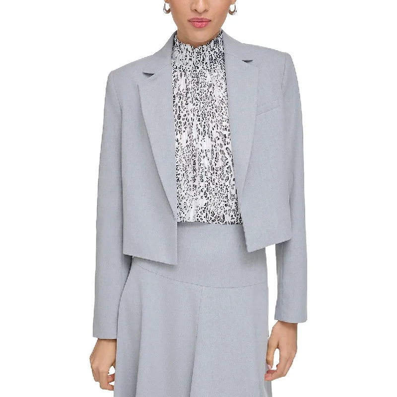 lightweight packable jacket for women -Calvin Klein Womens Cropped Heathered Open-Front Blazer