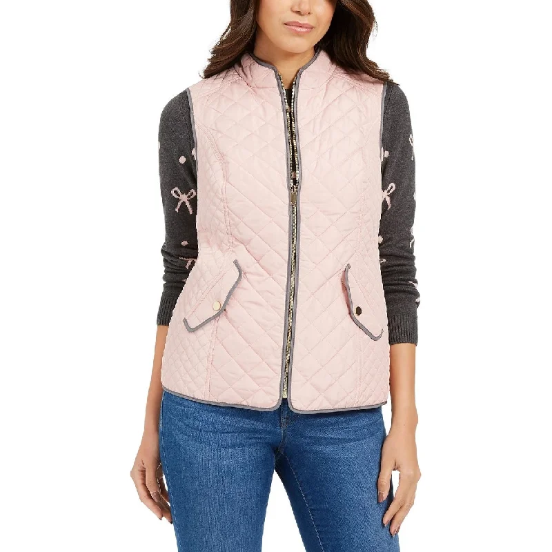 oversized women's coat -Charter Club Women's Quilted Stand-Collar Vest Pink Size Large