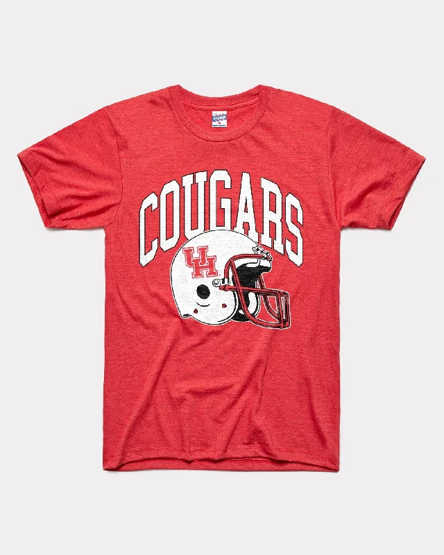 ladies' pastel-colored top -Houston Cougars Football Helmet Red T-Shirt