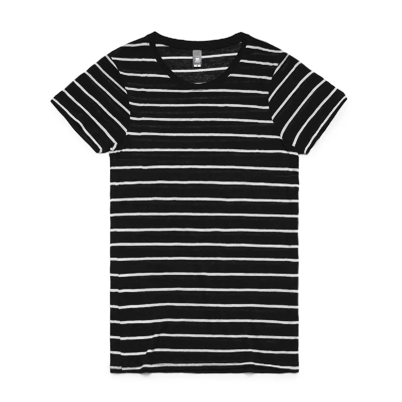 women's sporty zip-up pullover -AS Colour Women's Black/White Basic Stripe Tee