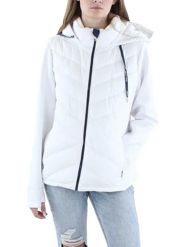 women's oversized corduroy jacket -Womens Quilted Long Sleeves Puffer Jacket