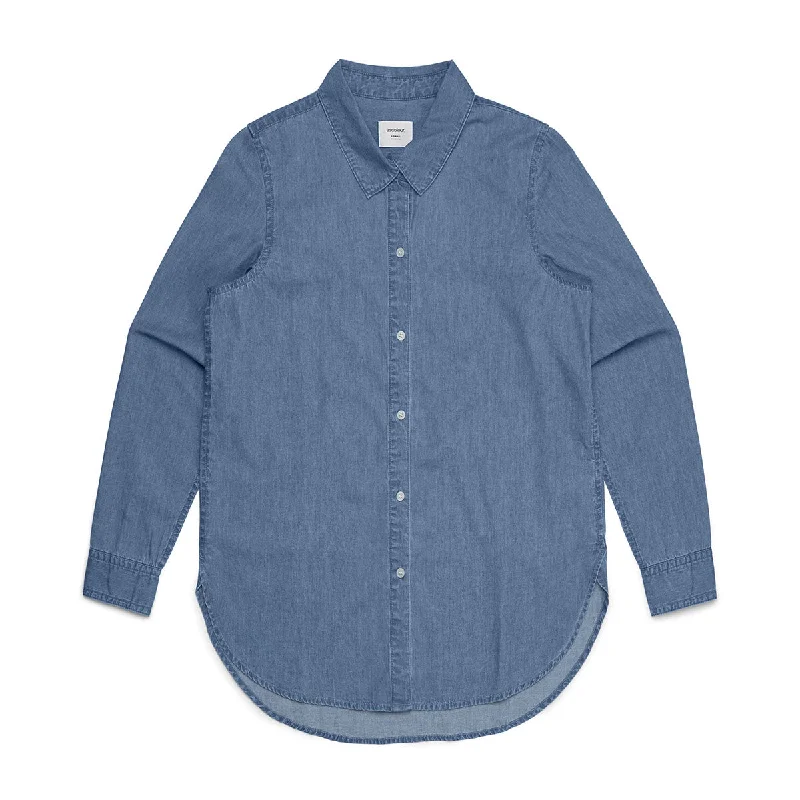 chic pleated detail top for ladies -AS Colour Women's Denim Blue Blue Denim Shirt