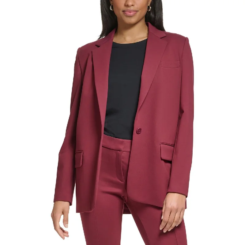 chic oversized blazer for women -DKNY Womens Petites Office Business One-Button Blazer