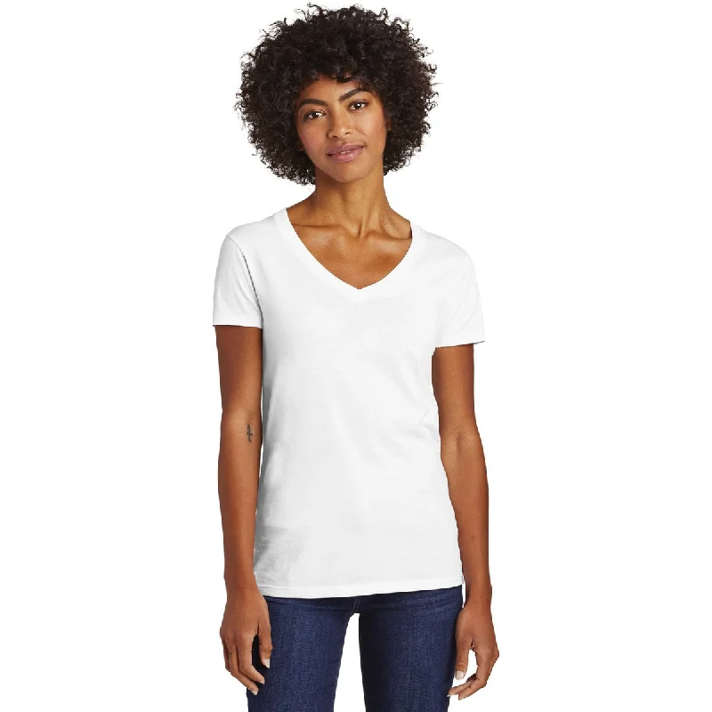 ladies' lightweight summer top -Alternative Women's White Runaway Blended Jersey V-Neck Tee