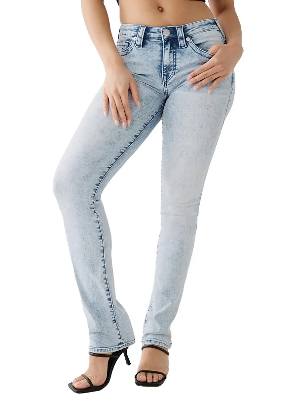 ladies' dark wash denim jeans -Billie Womens Mid-Rise Light Wash Straight Leg Jeans