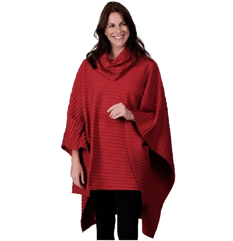 winter-ready women's parka -Portland Cowlneck Pleated Fleece Poncho