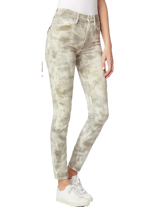 comfortable stretch mom jeans for women -Collin Womens High Rise Tie-Dye Skinny Jeans