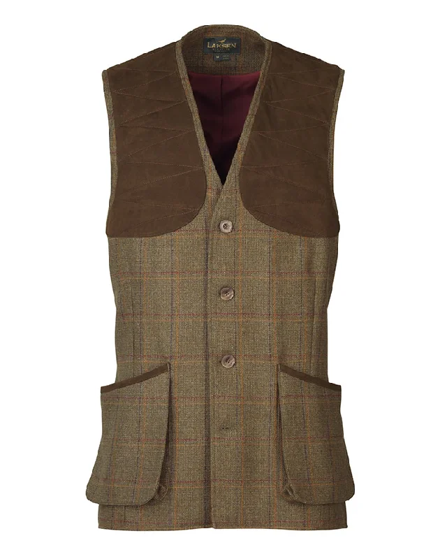 fashionable belted wool coat for women -Laksen Woolston Tweed Leith Shooting Vest