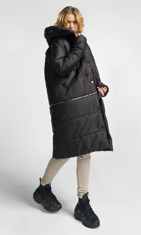 sleek minimalist coat for women -Detachable Straight Quilted Jacket