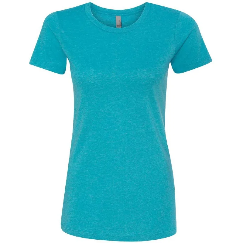 trendy mesh panel top for ladies -Next Level Women's Bondi Blue CVC Crew Tee